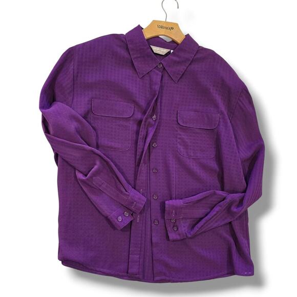 Taylor & Henry Casuals womens windowpane Pattern long sleeves button-down Blouse - Picture 4 of 7